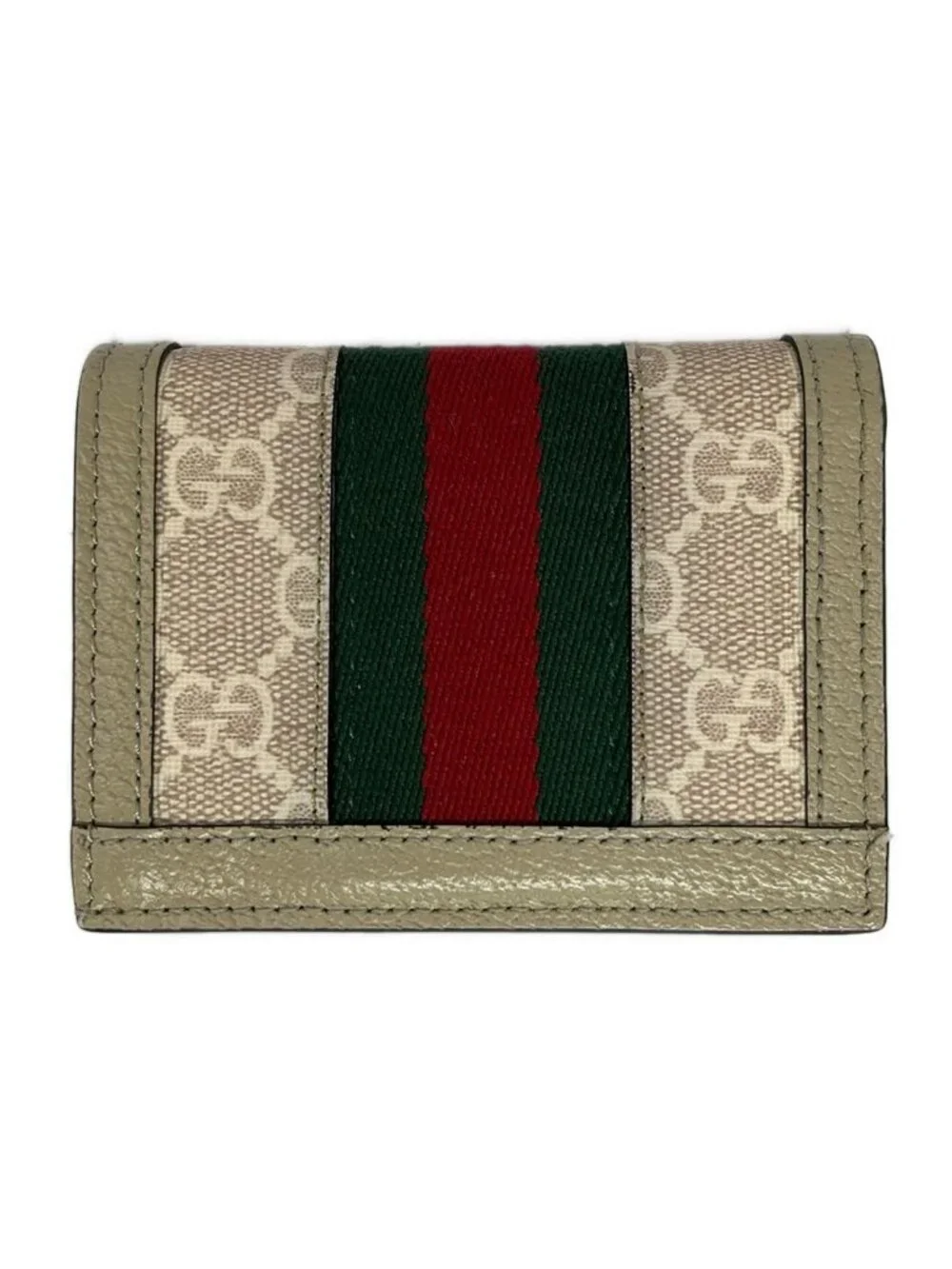 Gucci Bifold Wallet Ophidia Beige Dark Green Bordeaux Leather